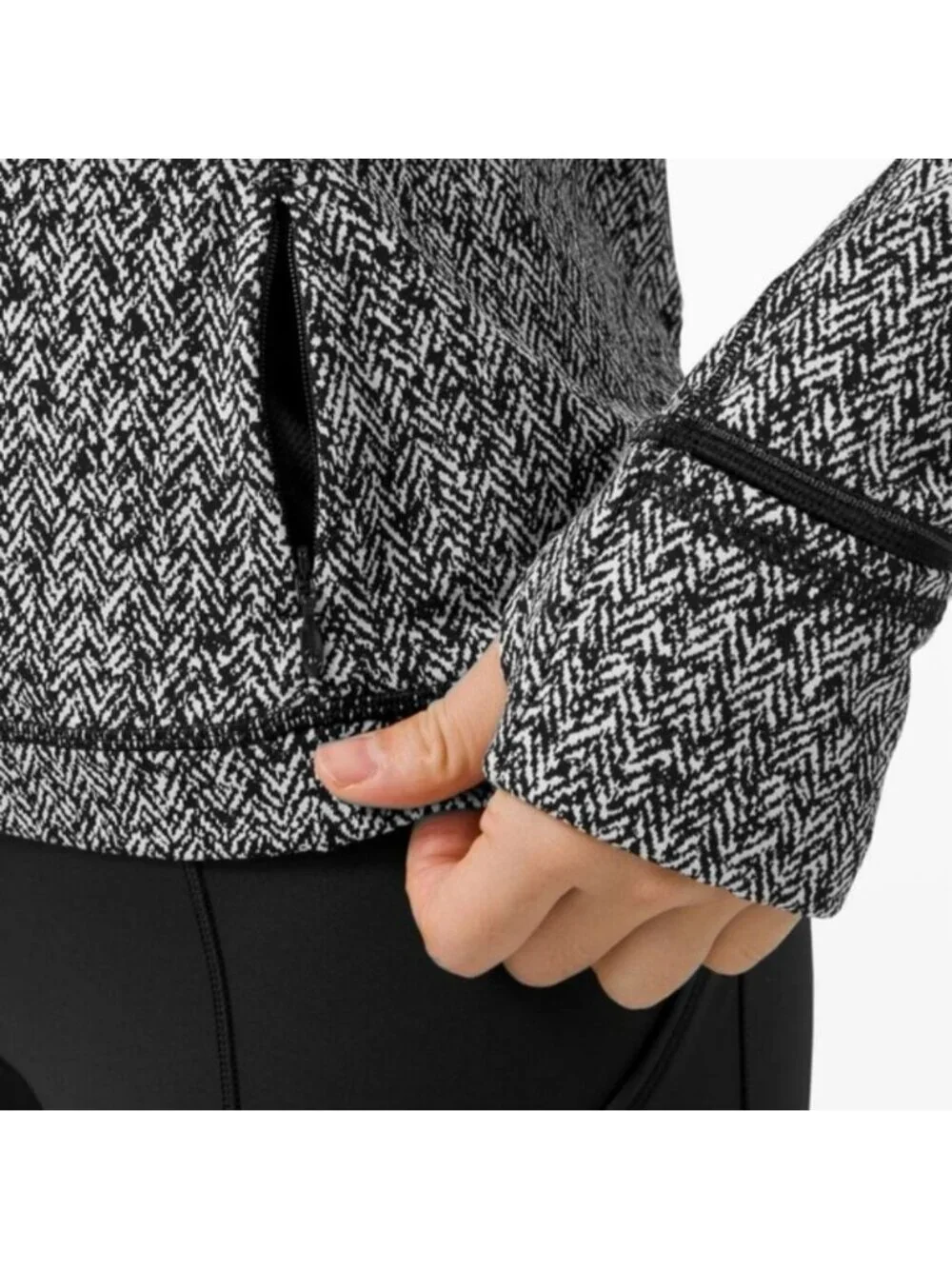 Lululemon Runderful Long Sleeve Scattered Herringbone Black White